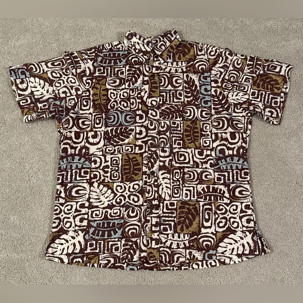 Vintage Men’s L Bishop St Apparel Traditional Hawaiian Print Collard Shirt